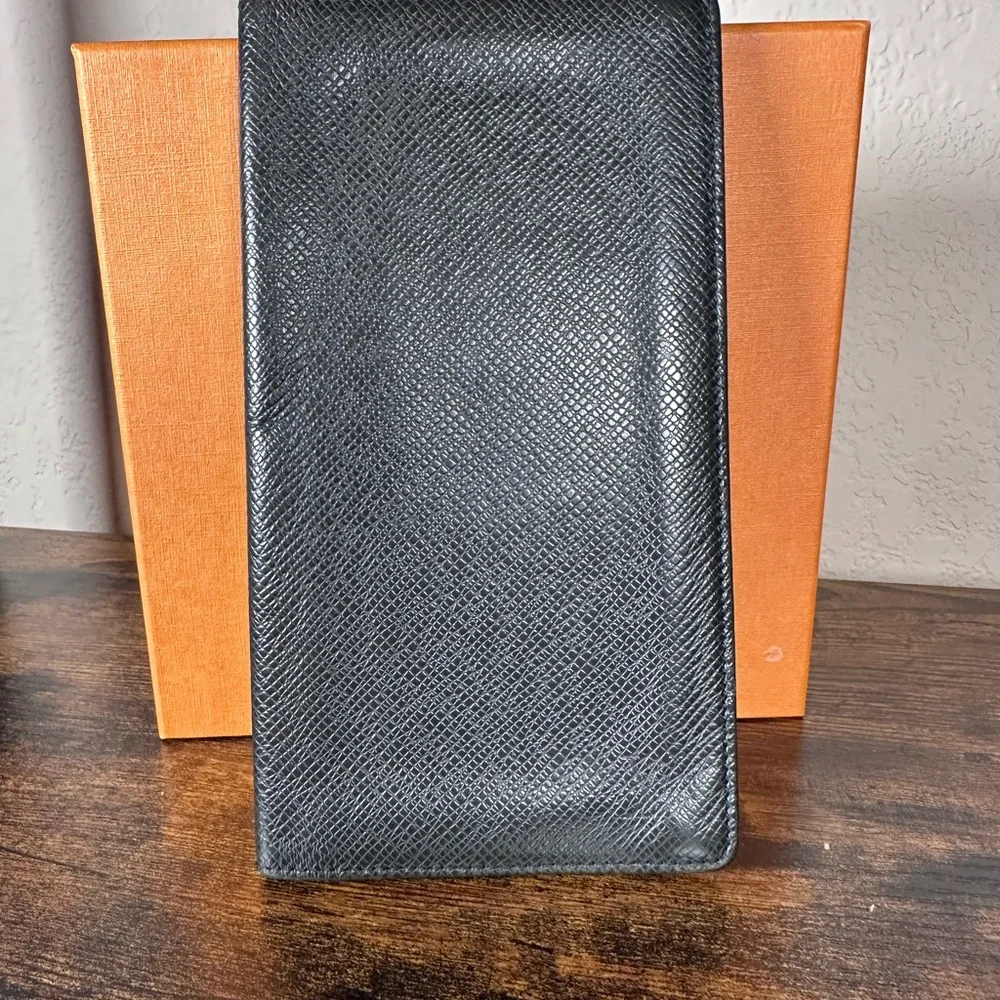 Louis Vuitton Black Brazza Taiga Long Wallet